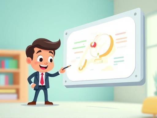 Still frame from a corporate explainer video featuring a friendly animated character explaining a concept