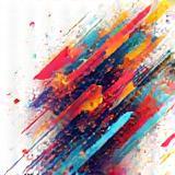 Illustration of abstract shapes and text moving dynamically