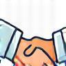 Icon representing a handshake or client collaboration